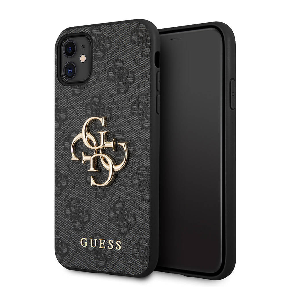 Apple iPhone 11 Kılıf Guess PU Deri Büyük Metal Logo Dizaynlı Kapak - Görsel 3