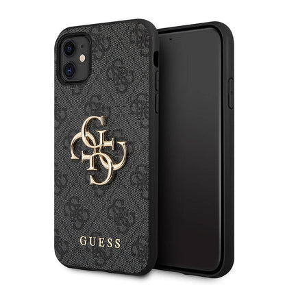 Apple iPhone 11 Kılıf Guess PU Deri Büyük Metal Logo Dizaynlı Kapak - Görsel 3