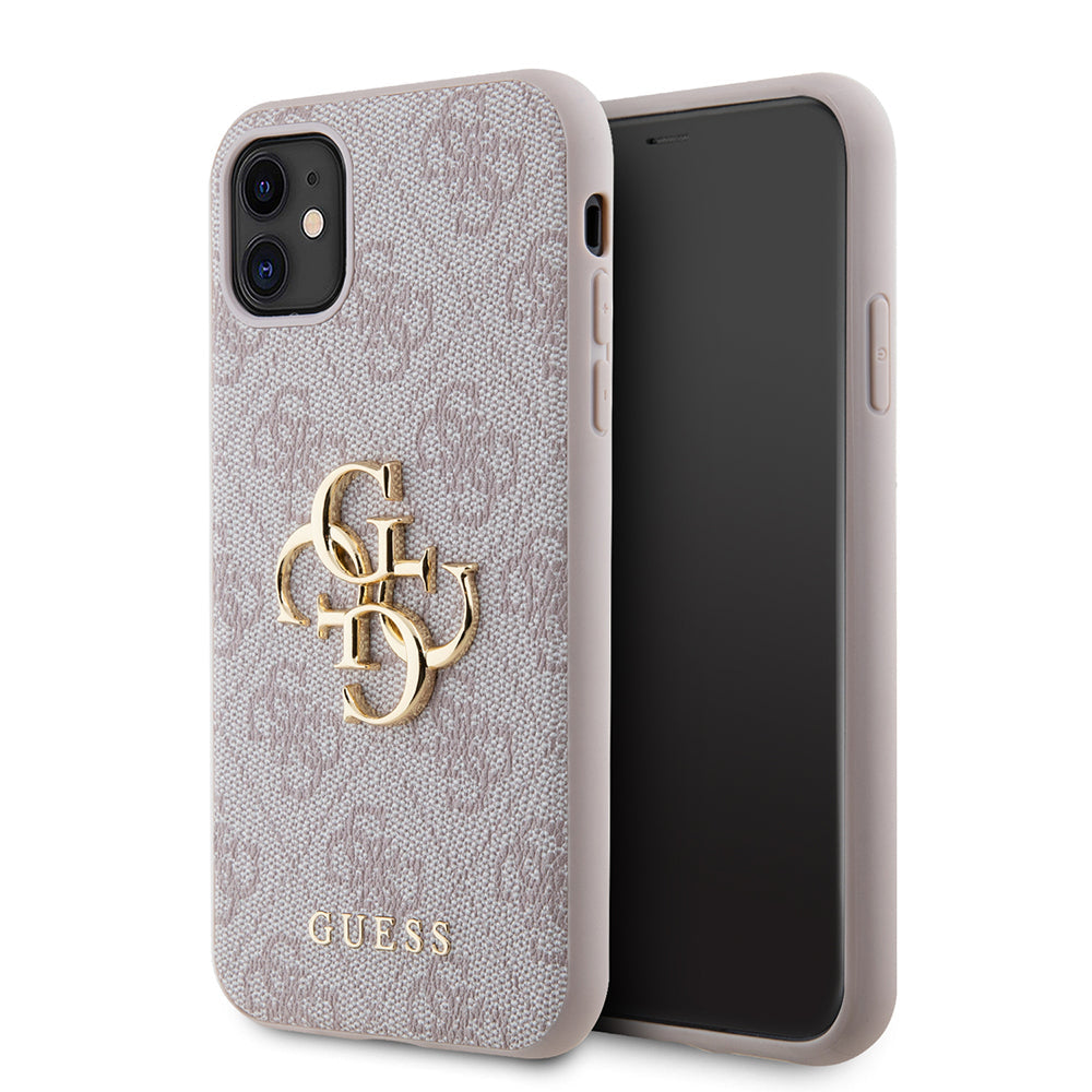 Apple iPhone 11 Kılıf Guess PU Deri Büyük Metal Logo Dizaynlı Kapak - Görsel 4