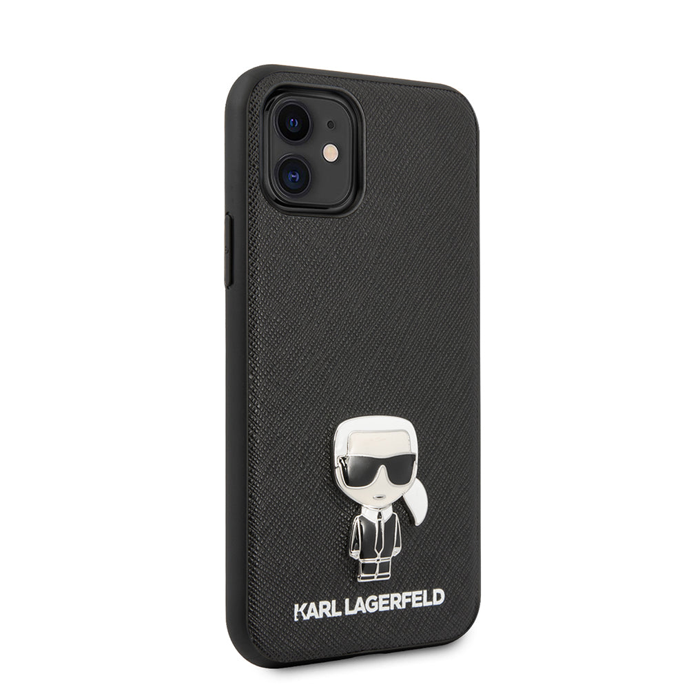 Apple iPhone 11 Kılıf Karl Lagerfeld PU Suni Deri Karl Dizayn Kapak - Görsel 2
