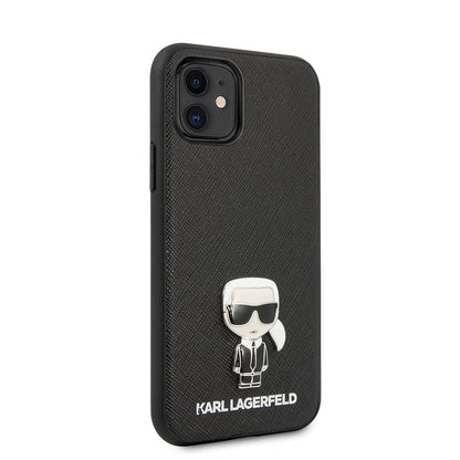 Apple iPhone 11 Kılıf Karl Lagerfeld PU Suni Deri Karl Dizayn Kapak - Görsel 2
