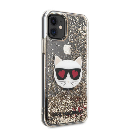 Apple iPhone 11 Kılıf Karl Lagerfeld Sıvılı Simli Choupette Dizayn Kapak - Görsel 2