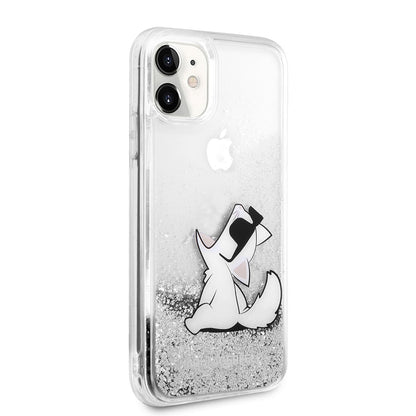 Apple iPhone 11 Kılıf Karl Lagerfeld Sıvılı Simli Choupette Fun Dizayn Kapak - Görsel 2