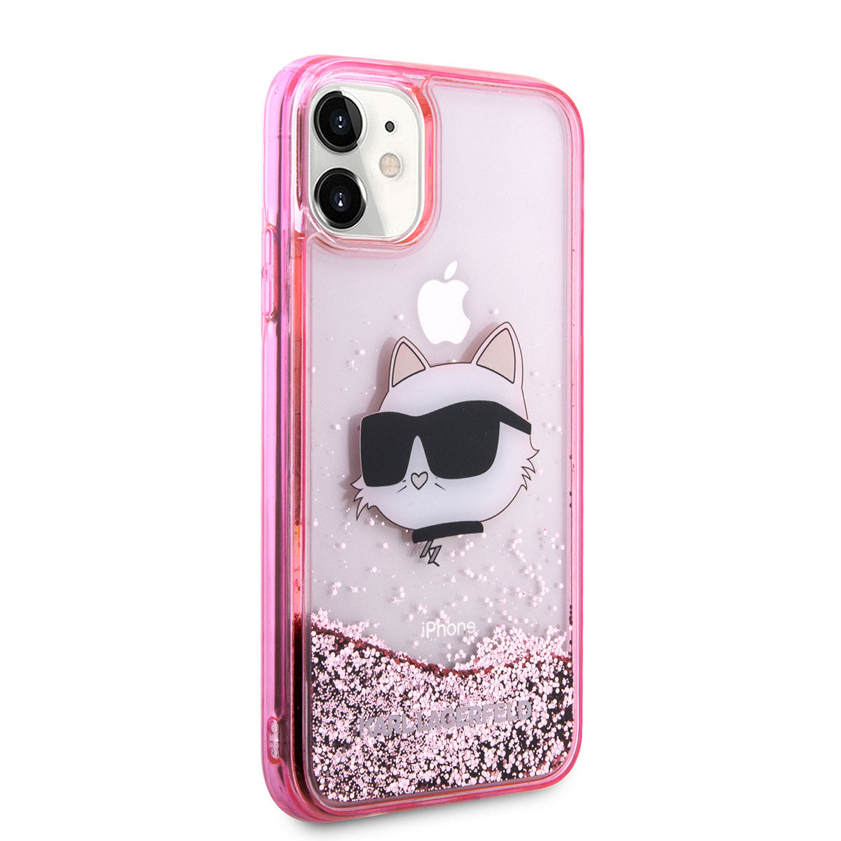 Apple iPhone 11 Kılıf Karl Lagerfeld Sıvılı Simli Choupette Head Dizayn Kapak - Görsel 2