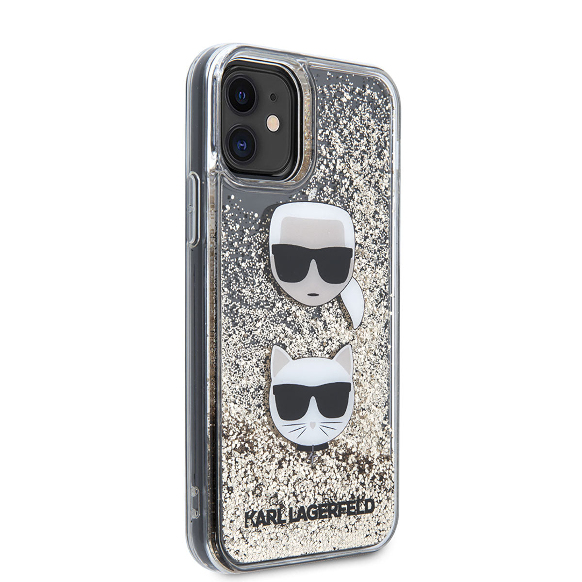 Apple iPhone 11 Kılıf Karl Lagerfeld Sıvılı Simli K&C Head Dizayn Kapak - Görsel 2