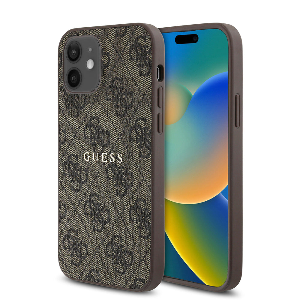 Apple iPhone 12 Kılıf Guess Orjinal Lisanslı M-safe Şarj Özellikli 4G Desen Yazı Logolu Kapak - Görsel 2