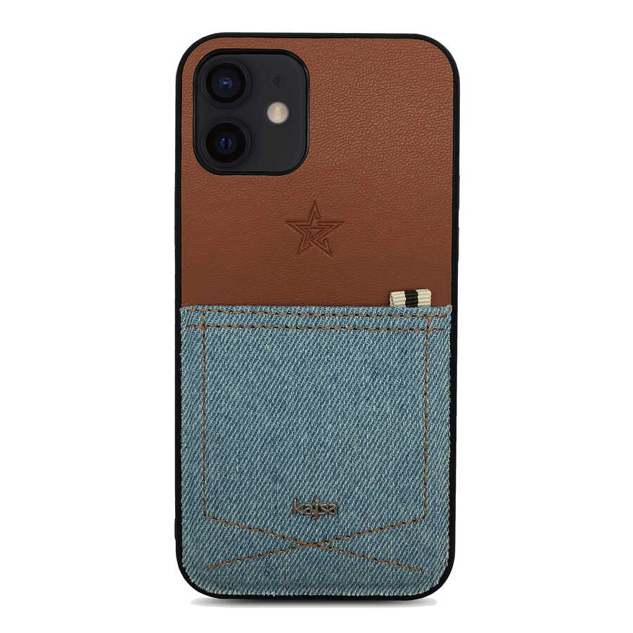 Apple iPhone 12 Kılıf Kajsa Denim Kapak - Görsel 3