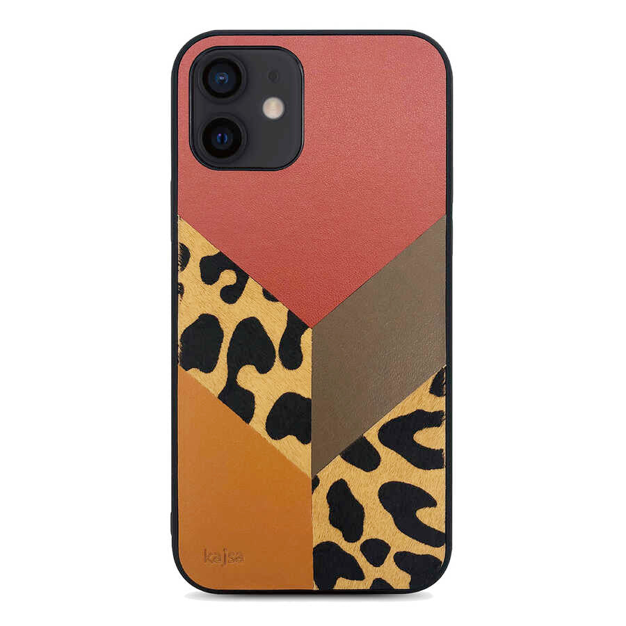 Apple iPhone 12 Kılıf Kajsa Glamorous Serisi Leopard Combo Kapak - Görsel 3