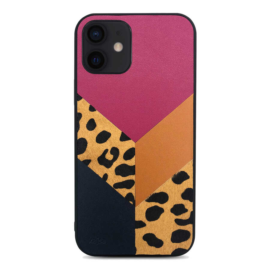 Apple iPhone 12 Kılıf Kajsa Glamorous Serisi Leopard Combo Kapak - Görsel 4
