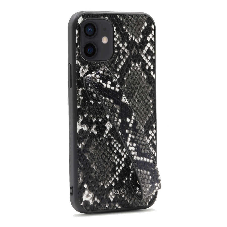 Apple iPhone 12 Kılıf Kajsa Glamorous Serisi Snake Handstrap Kapak - Görsel 4
