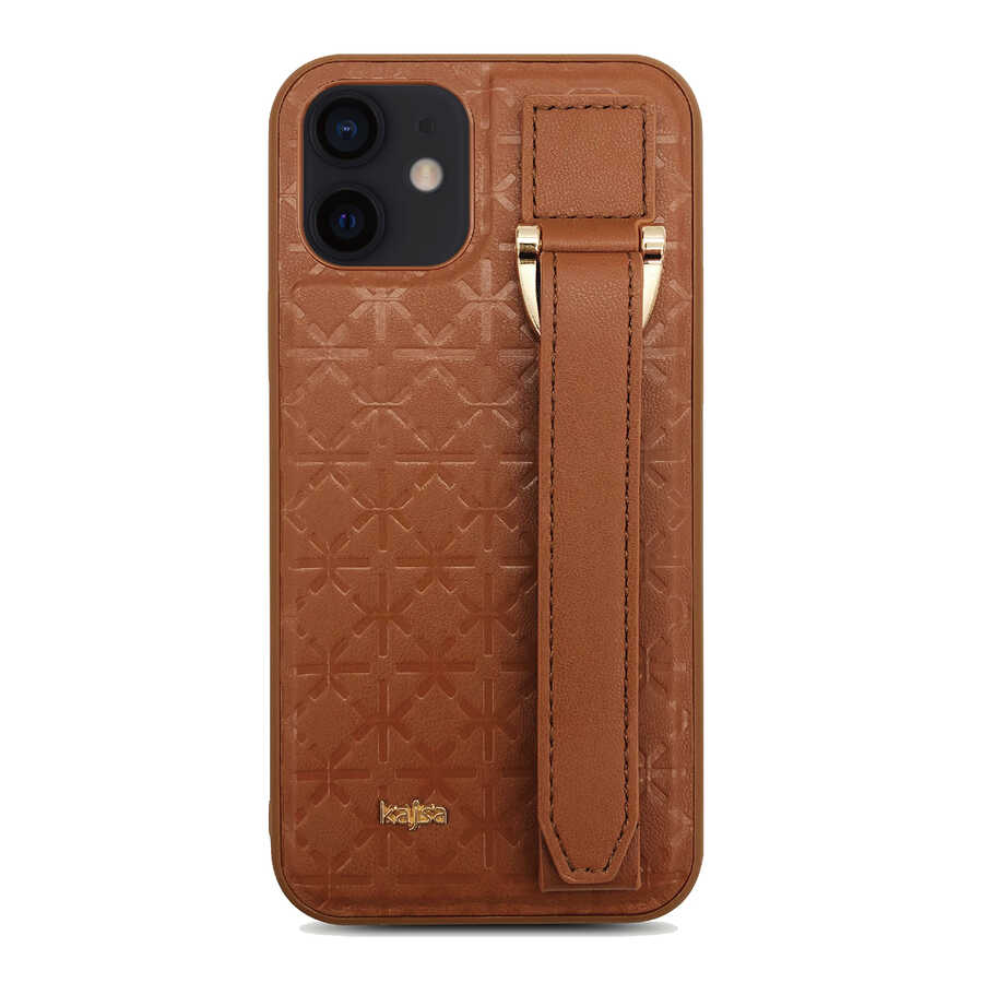 Apple iPhone 12 Kılıf Kajsa Neo Clasic Serisi Mono K Strap Kapak - Görsel 2