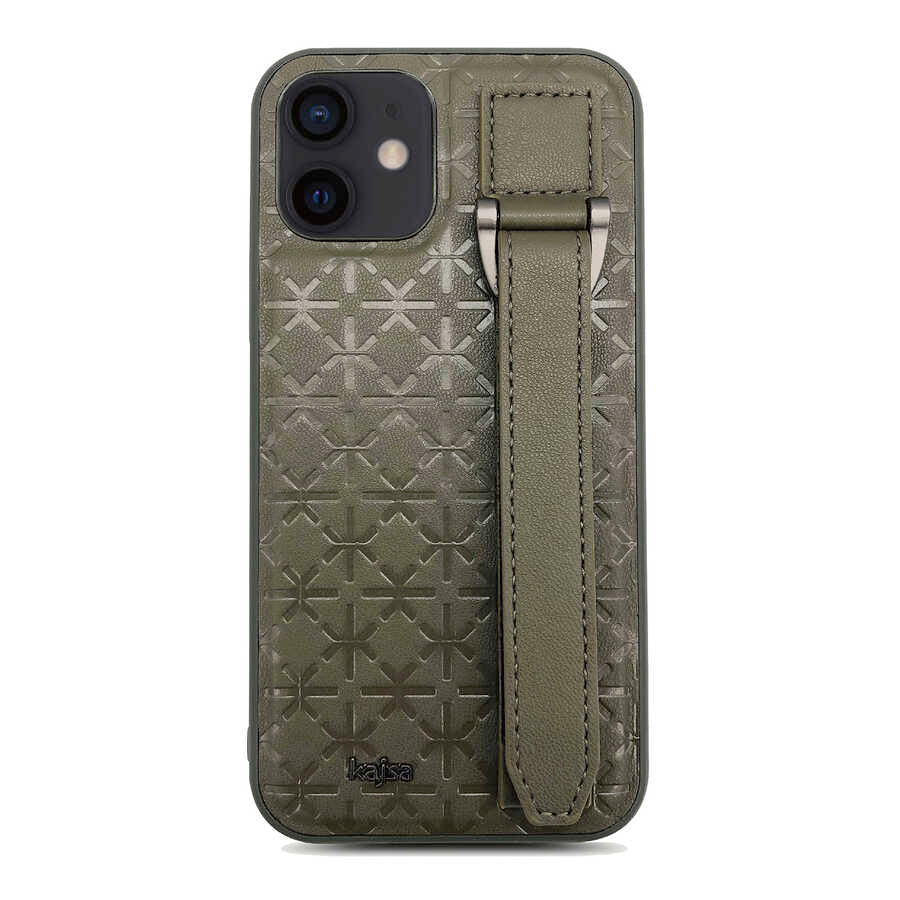 Apple iPhone 12 Kılıf Kajsa Neo Clasic Serisi Mono K Strap Kapak - Görsel 3