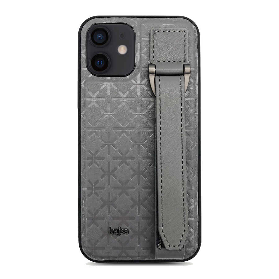 Apple iPhone 12 Kılıf Kajsa Neo Clasic Serisi Mono K Strap Kapak - Görsel 5