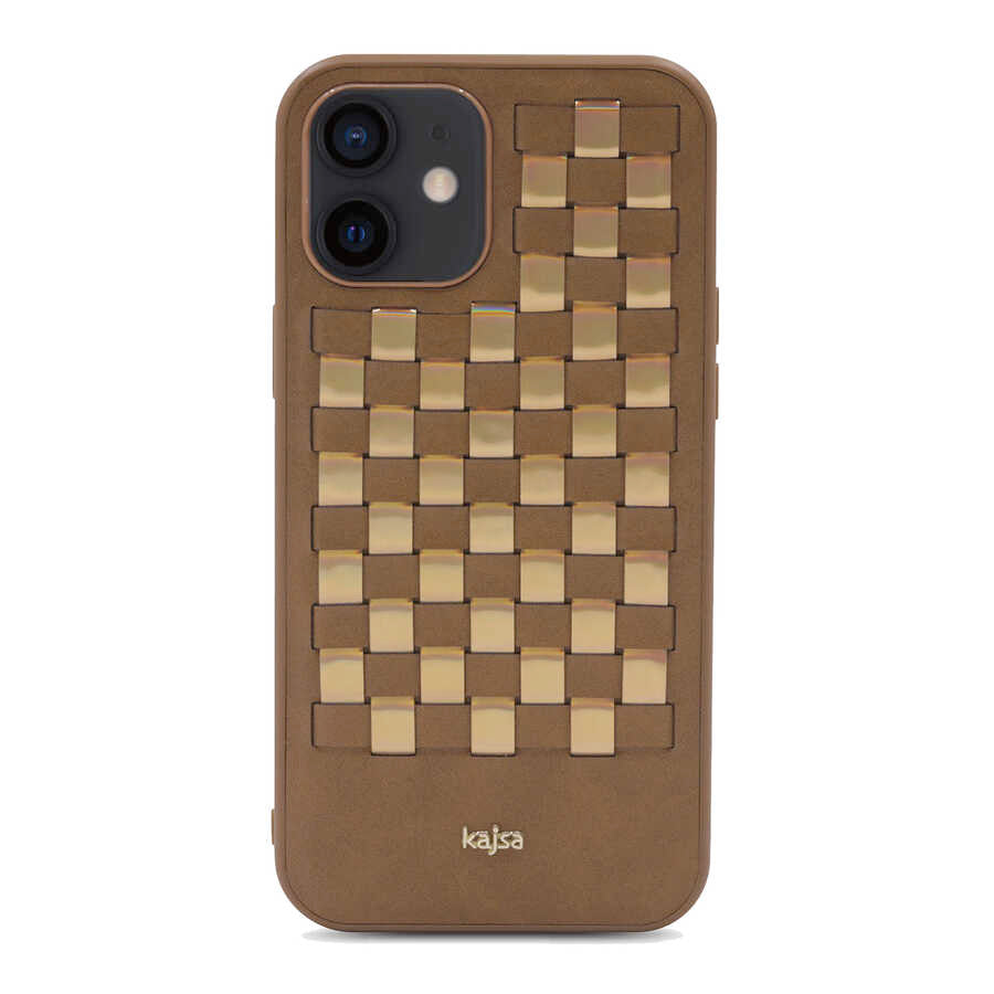 Apple iPhone 12 Kılıf Kajsa Preppie Serisi Spotlight Woven Kapak - Görsel 5