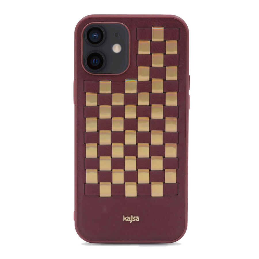 Apple iPhone 12 Kılıf Kajsa Preppie Serisi Spotlight Woven Kapak - Görsel 6