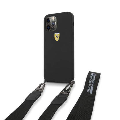 Apple iPhone 12 Pro Kılıf Ferrari Orjinal Lisanslı Askılı Metal Logolu Kapak - Görsel 2