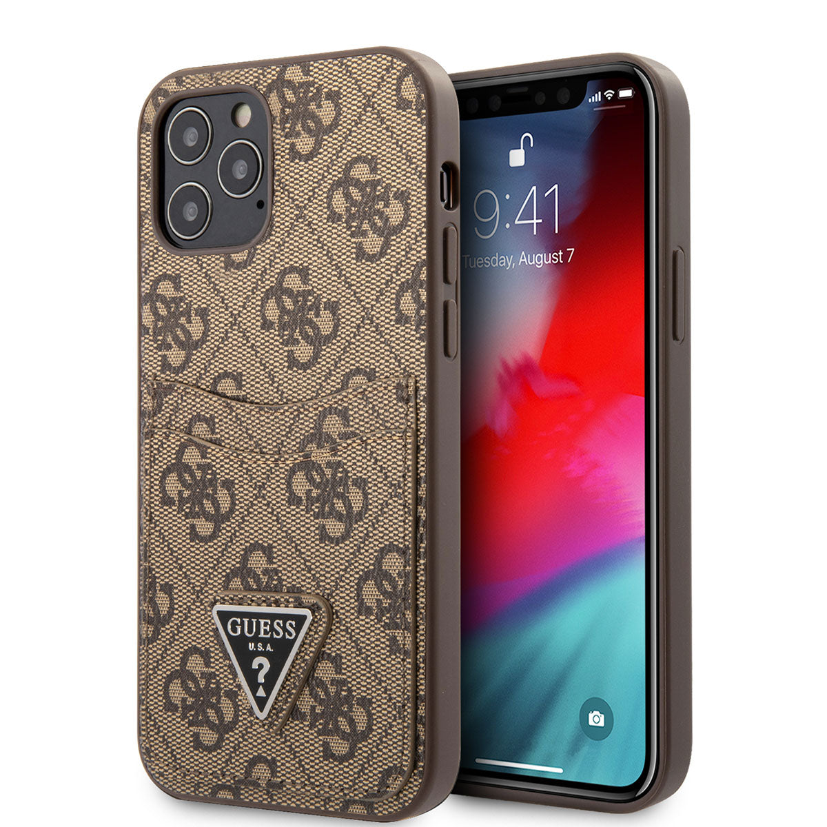 Apple iPhone 12 Pro Kılıf GUESS Çift Kart Bölmeli Kapak