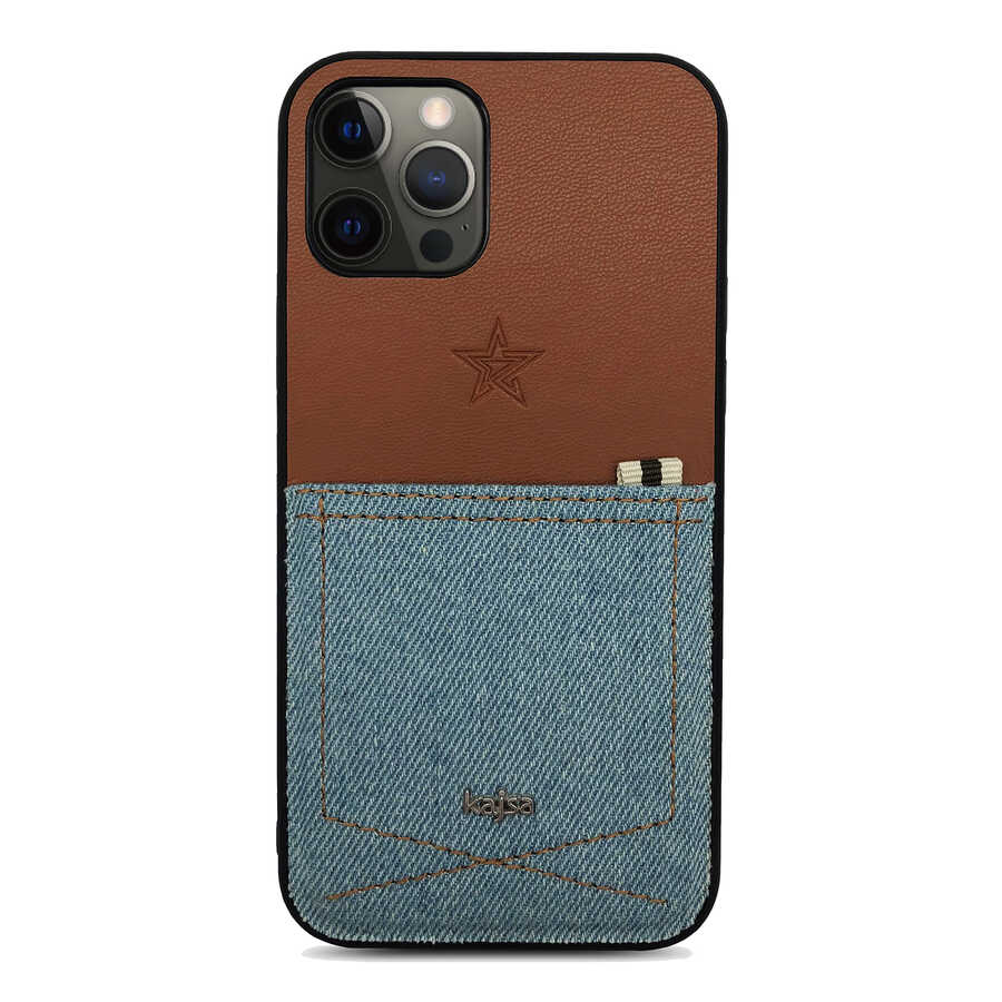 Apple iPhone 12 Pro Kılıf Kajsa Denim Kapak - Görsel 3