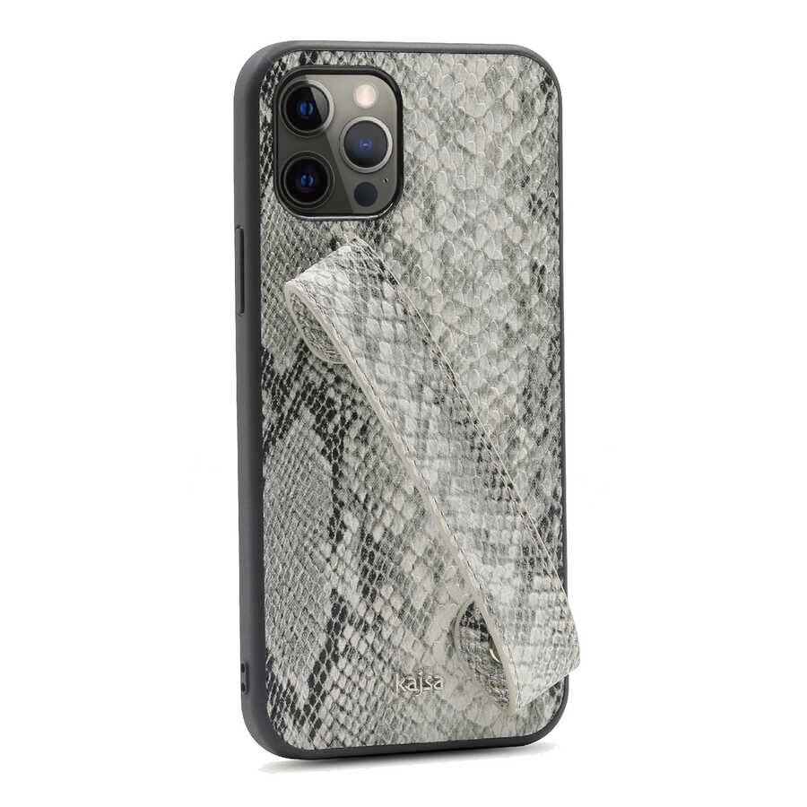 Apple iPhone 12 Pro Kılıf Kajsa Glamorous Serisi Snake Handstrap Kapak - Görsel 3