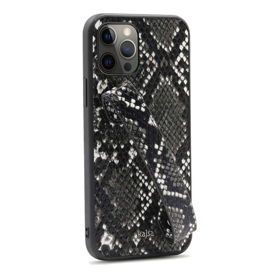 Apple iPhone 12 Pro Kılıf Kajsa Glamorous Serisi Snake Handstrap Kapak - Görsel 4
