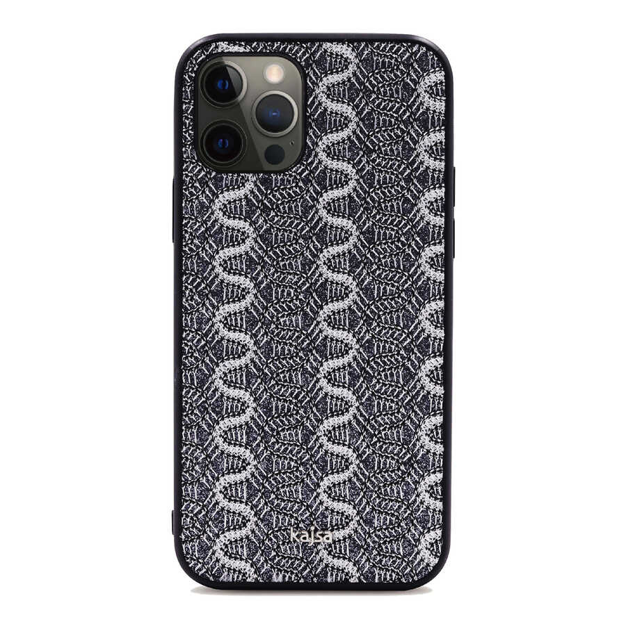 Apple iPhone 12 Pro Kılıf Kajsa Glamorous Serisi Waterfall Pattern Kapak - Görsel 4