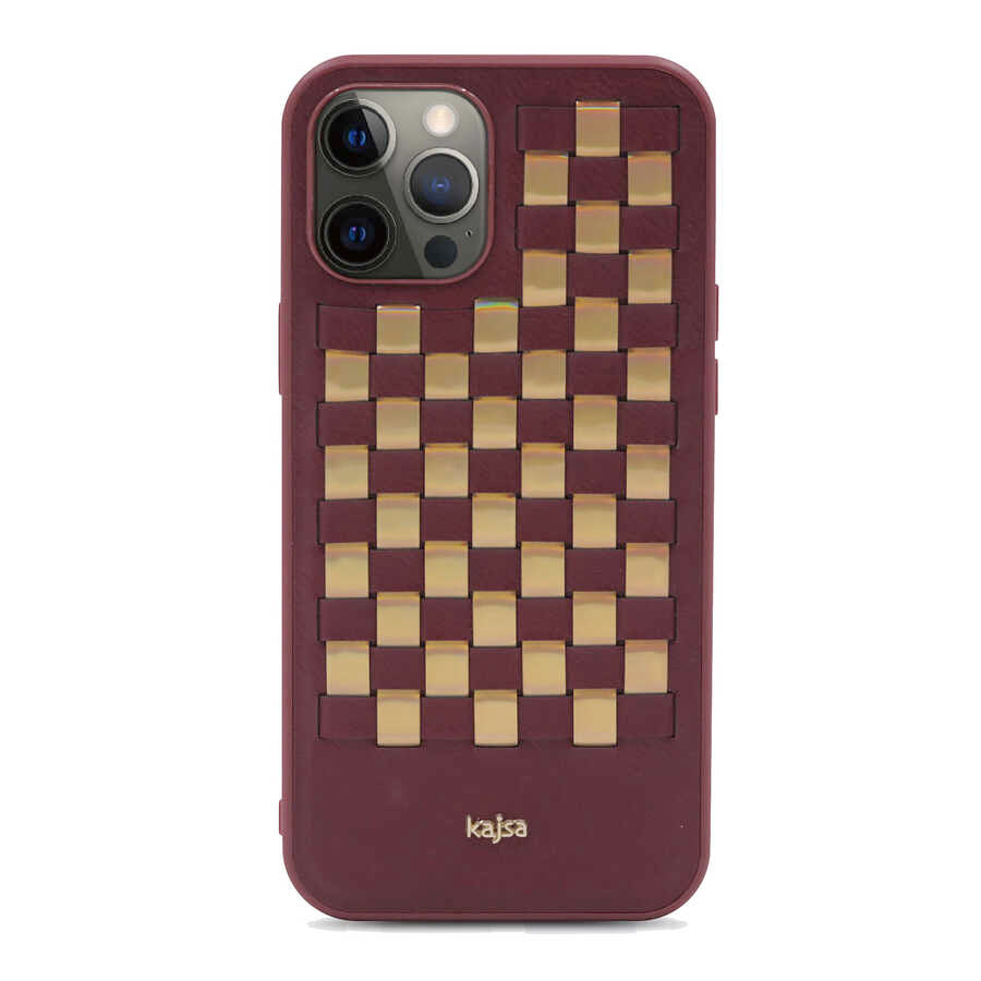 Apple iPhone 12 Pro Kılıf Kajsa Preppie Serisi Spotlight Woven Kapak - Görsel 6