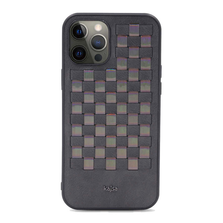 Apple iPhone 12 Pro Kılıf Kajsa Preppie Serisi Spotlight Woven Kapak - Görsel 4