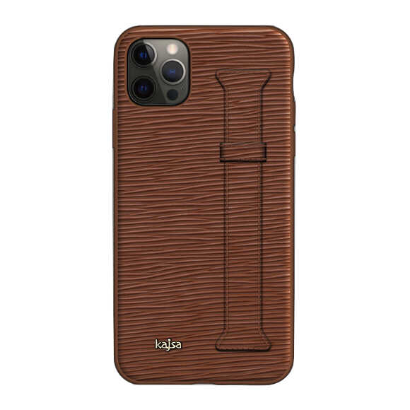 Apple iPhone 12 Pro Kılıf Kajsa Wave Pattern Handstrap Kapak - Görsel 6