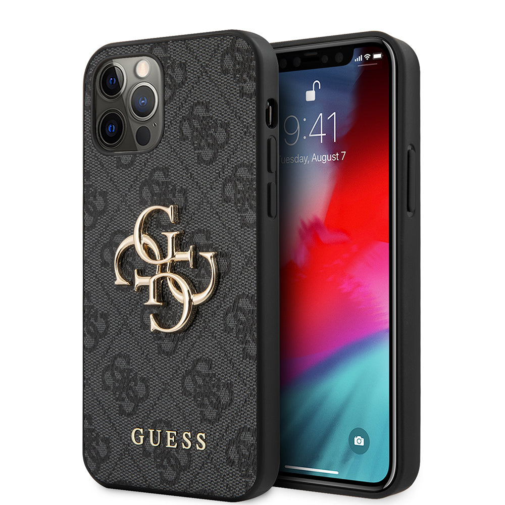 Apple iPhone 12 Pro Max Kılıf Guess Orjinal Lisanslı PU Deri Büyük Metal Logo Dizaynlı Kapak - Görsel 3