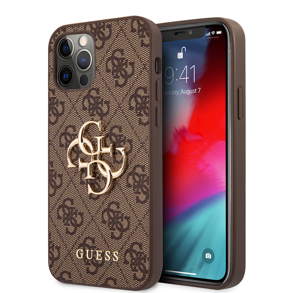 Apple iPhone 12 Pro Max Kılıf Guess Orjinal Lisanslı PU Deri Büyük Metal Logo Dizaynlı Kapak - Görsel 2