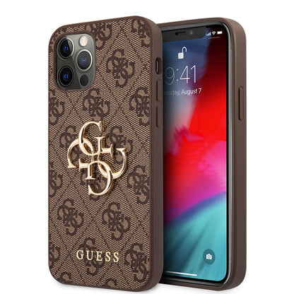 Apple iPhone 12 Pro Max Kılıf Guess Orjinal Lisanslı PU Deri Büyük Metal Logo Dizaynlı Kapak - Görsel 2