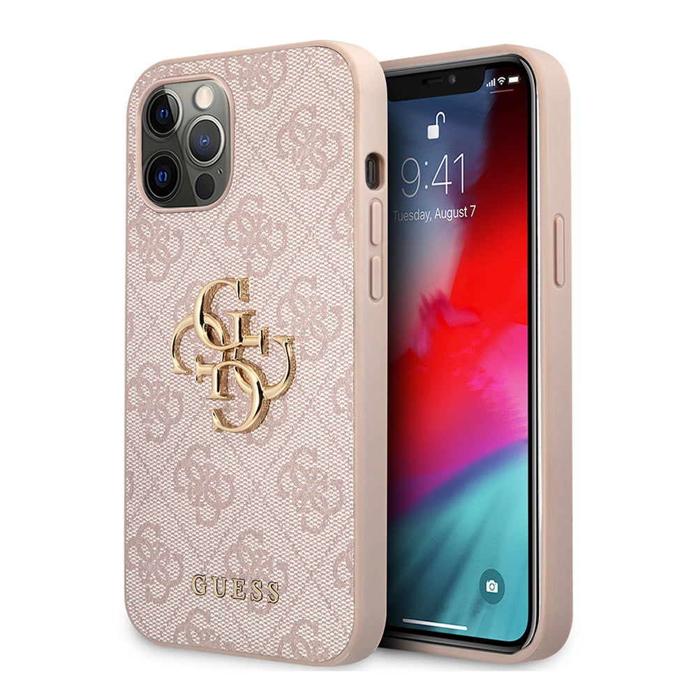 Apple iPhone 12 Pro Max Kılıf Guess Orjinal Lisanslı PU Deri Büyük Metal Logo Dizaynlı Kapak - Görsel 4