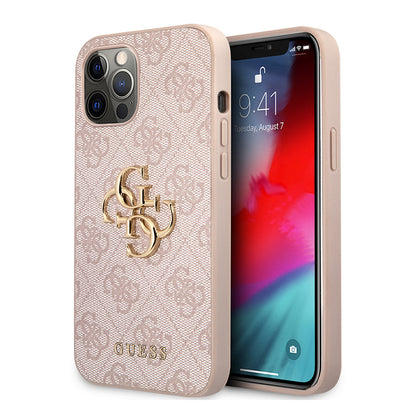Apple iPhone 12 Pro Max Kılıf Guess Orjinal Lisanslı PU Deri Büyük Metal Logo Dizaynlı Kapak - Görsel 4
