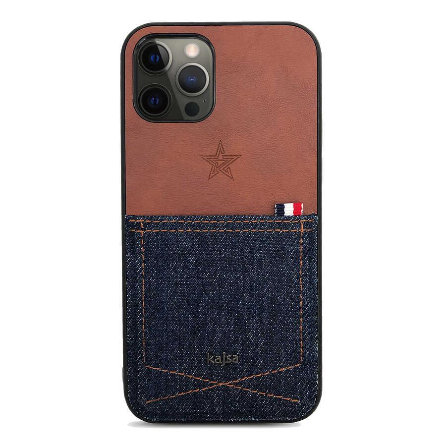 Apple iPhone 12 Pro Max Kılıf Kajsa Denim Kapak - Görsel 2