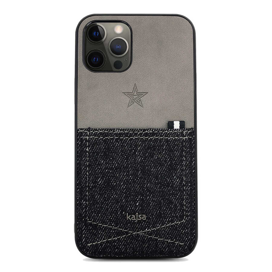 Apple iPhone 12 Pro Max Kılıf Kajsa Denim Kapak - Görsel 4