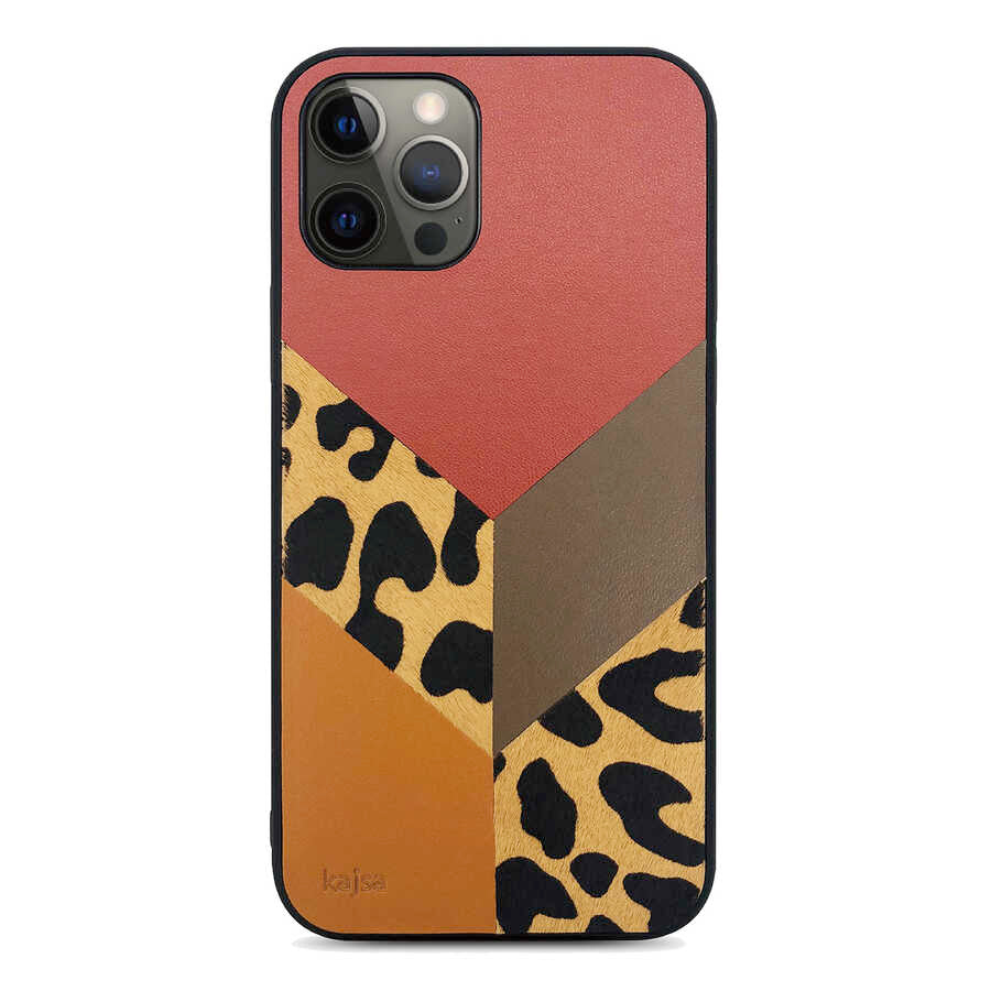 Apple iPhone 12 Pro Max Kılıf Kajsa Glamorous Serisi Leopard Combo Kapak - Görsel 3
