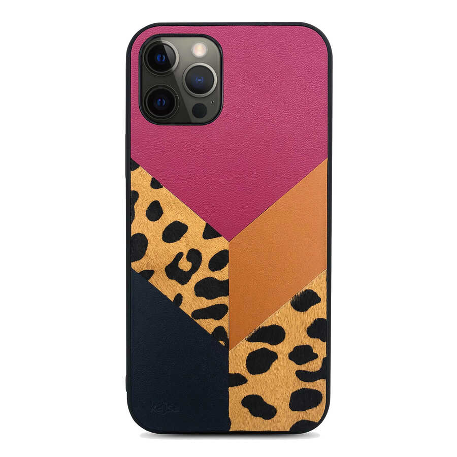 Apple iPhone 12 Pro Max Kılıf Kajsa Glamorous Serisi Leopard Combo Kapak - Görsel 4