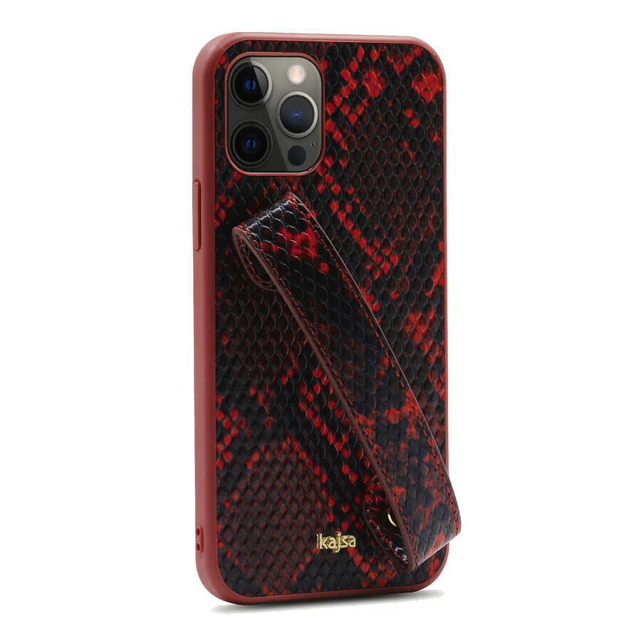 Apple iPhone 12 Pro Max Kılıf Kajsa Glamorous Serisi Snake Handstrap Kapak - Görsel 6
