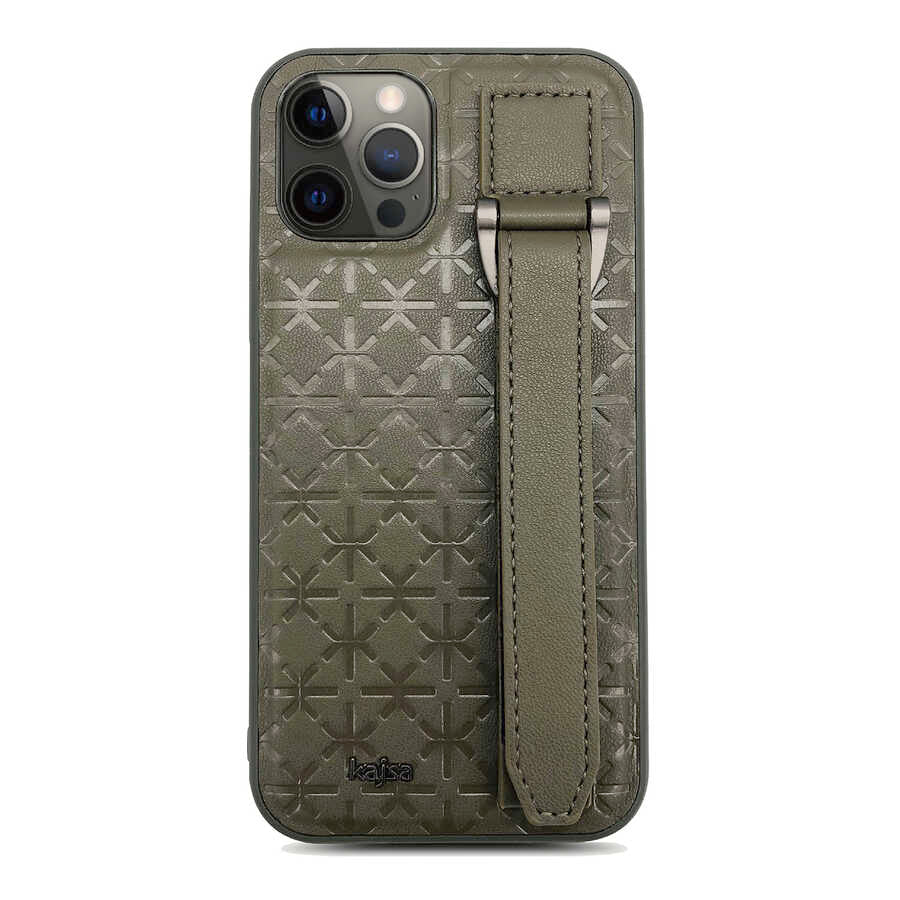 Apple iPhone 12 Pro Max Kılıf Kajsa Neo Clasic Serisi Mono K Strap Kapak - Görsel 3