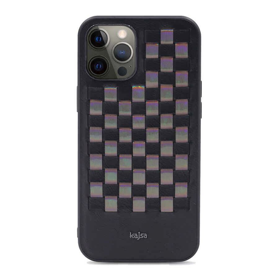 Apple iPhone 12 Pro Max Kılıf Kajsa Preppie Serisi Spotlight Woven Kapak - Görsel 2