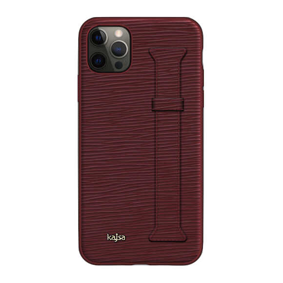 Apple iPhone 12 Pro Max Kılıf Kajsa Wave Pattern Handstrap Kapak - Görsel 5