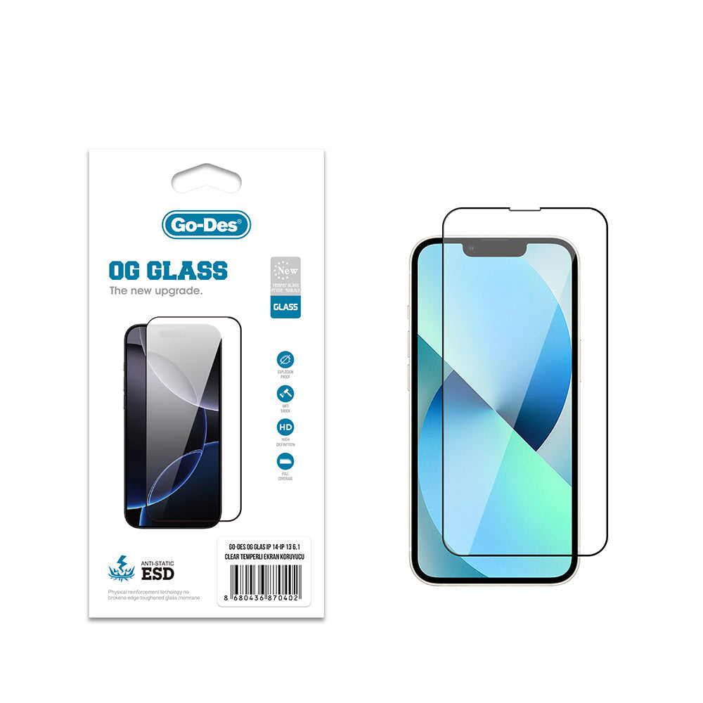 Apple iPhone 13 Go Des OG Glass Antistatik Temperli Cam Ekran Koruyucu - Görsel 2