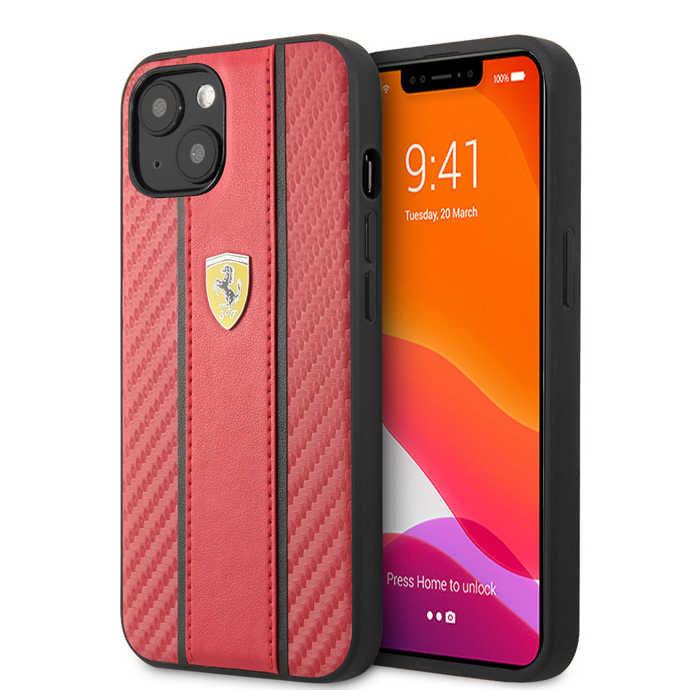 Apple iPhone 13 Kılıf Ferrari Orjinal Lisanslı PU Deri Ve Karbon Dizayn Kapak - Görsel 3