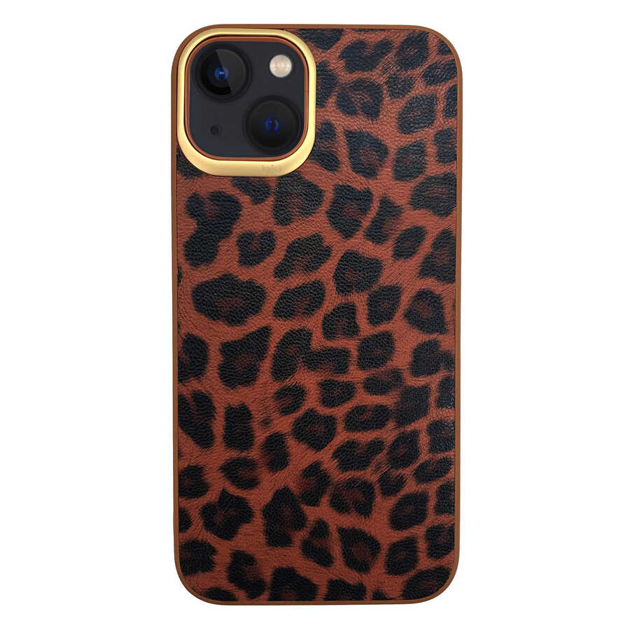 Apple iPhone 13 Kılıf Kajsa Glamorous Serisi Leopard Combo Kapak - Görsel 2
