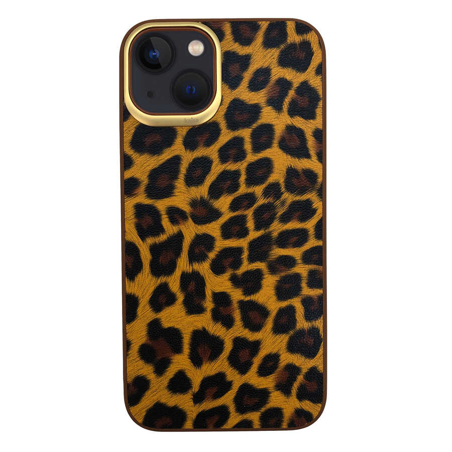 Apple iPhone 13 Kılıf Kajsa Glamorous Serisi Leopard Combo Kapak - Görsel 3