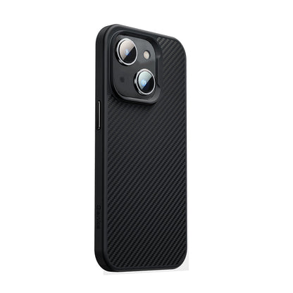 Apple iPhone 13 Kılıf Karbon Fiber M-safe Şarj Özellikli Benks 600D Hybrid Kevlar Kapak - Görsel 2