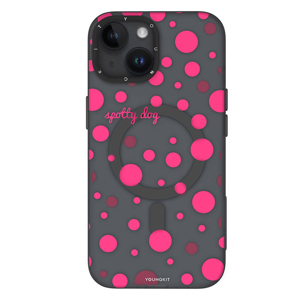 Apple iPhone 13 Kılıf M-safe Şarj Özellikli Polka Dot Desenli Youngkit Spots Serisi Kapak - Görsel 3