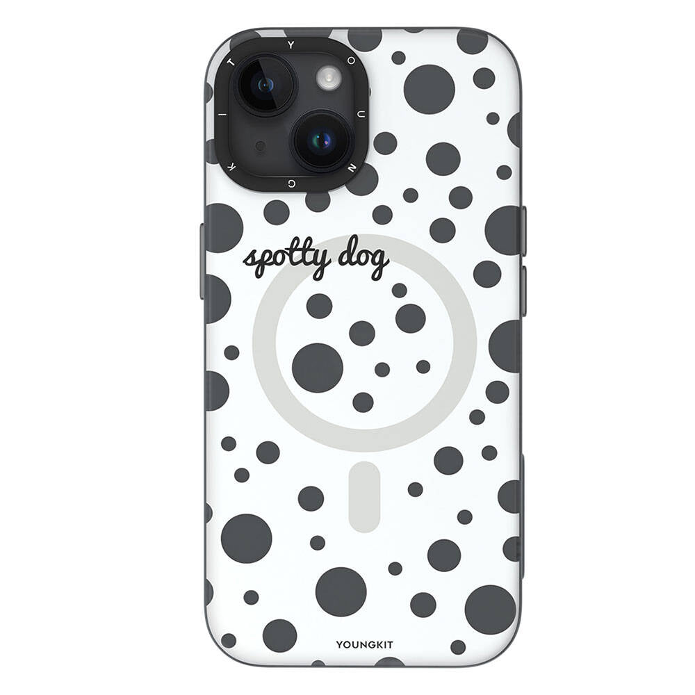Apple iPhone 13 Kılıf M-safe Şarj Özellikli Polka Dot Desenli Youngkit Spots Serisi Kapak - Görsel 4