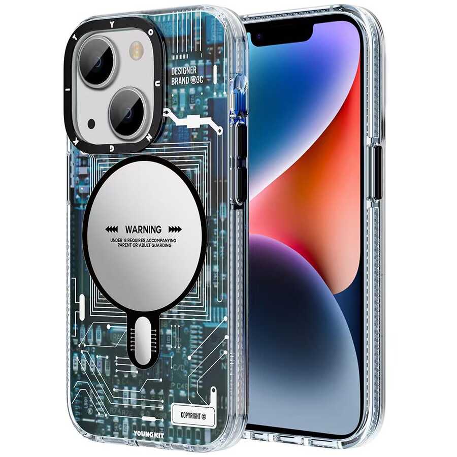 Apple iPhone 13 Kılıf M-safe Şarj Özellikli YoungKit Technology Serisi Kapak - Görsel 2