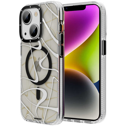 Apple iPhone 13 Kılıf M-safe Şarj Özellikli Youngkit Water-Ink Serisi Kapak - Görsel 5